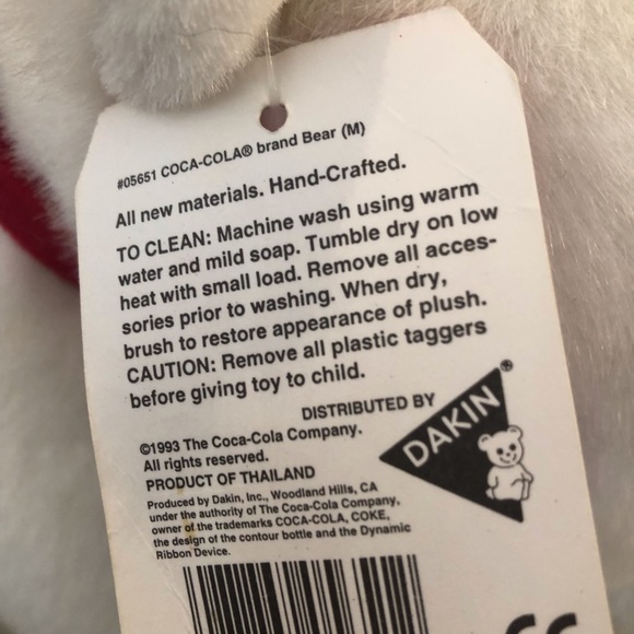 Vintage 1993 Coca-Cola 12" Plush Polar Bear Coca Cola Tag and Red Scarf NWT - Picture 5 of 7